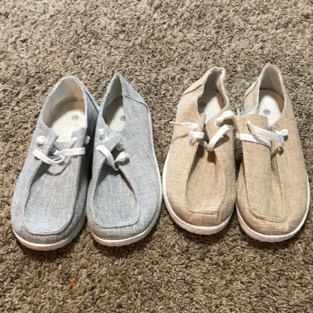 Grey & Tan loafers sz 9.5